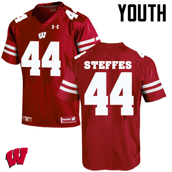 Youth Wisconsin Badgers #44 Eric Steffes College Football Jerseys-Red - Click Image to Close